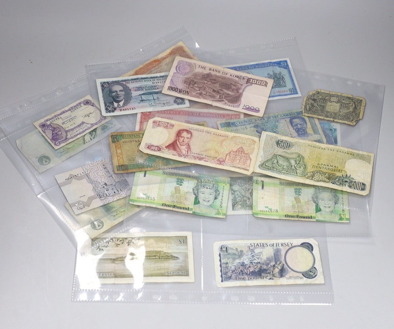 A group of world banknotes